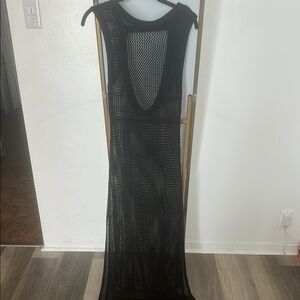 Black Mesh Maxi cover up